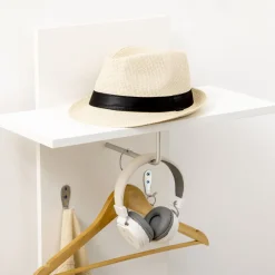 Perchero de pared Oddi Homcom 4 ganchos + estante con barra blanco 60x50x23,5 cm