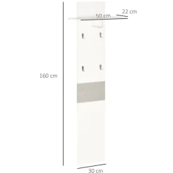 Perchero de pared Oddi Homcom 4 ganchos + estante con barra blanco 60x50x23,5 cm