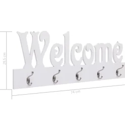 Perchero de pared WELCOME blanco 29,5x74 cm