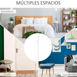 Perchero de pie Homcom 6 ganchos blanco/natural Ø35x174 cm