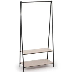 Perchero de pie MOA Vinthera 1 barra + 2 estantes negro 160 cm