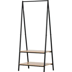 Perchero Granada Homcom con 2 estantes negro/natural 149x64x42,5 cm