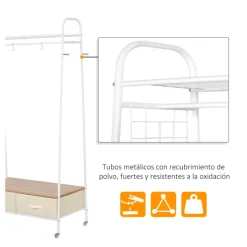 Perchero Homcom estantes + cajones blanco 185x99x47 cm