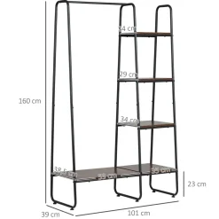 Perchero Toliara Homcom 5 estantes + barra 160x102x39 cm
