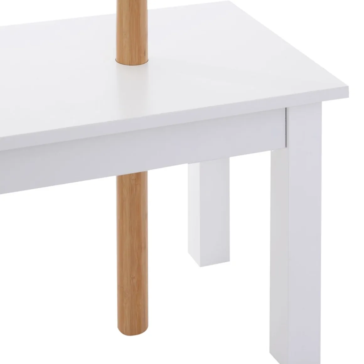 Perchero Tree Homcom 6 ganchos + banco blanco/natural 180x80x30 cm
