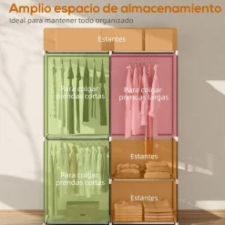 Perchero Yasmine Homcom 3 barras + 4 estantes 185x142x43 cm