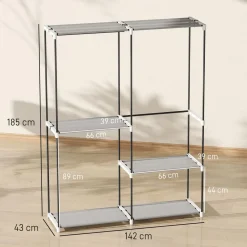 Perchero Yasmine Homcom 3 barras + 4 estantes 185x142x43 cm