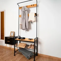 Perchero zapatero MOA Vinthera diseño industrial negro 183 cm