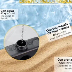 Peso para base de sombrilla Ary Outsunny 4 piezas rellenables negro