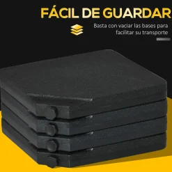 Peso para base de sombrilla Ary Outsunny 4 piezas rellenables negro