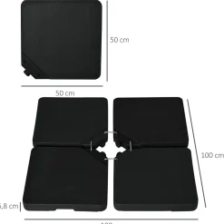 Peso para base de sombrilla Ary Outsunny 4 piezas rellenables negro