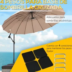 Peso para base de sombrilla Ary Outsunny 4 piezas rellenables negro