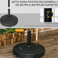 Pie de sombrilla Outsunny con ruedas y asa retractil Ø53x41 cm