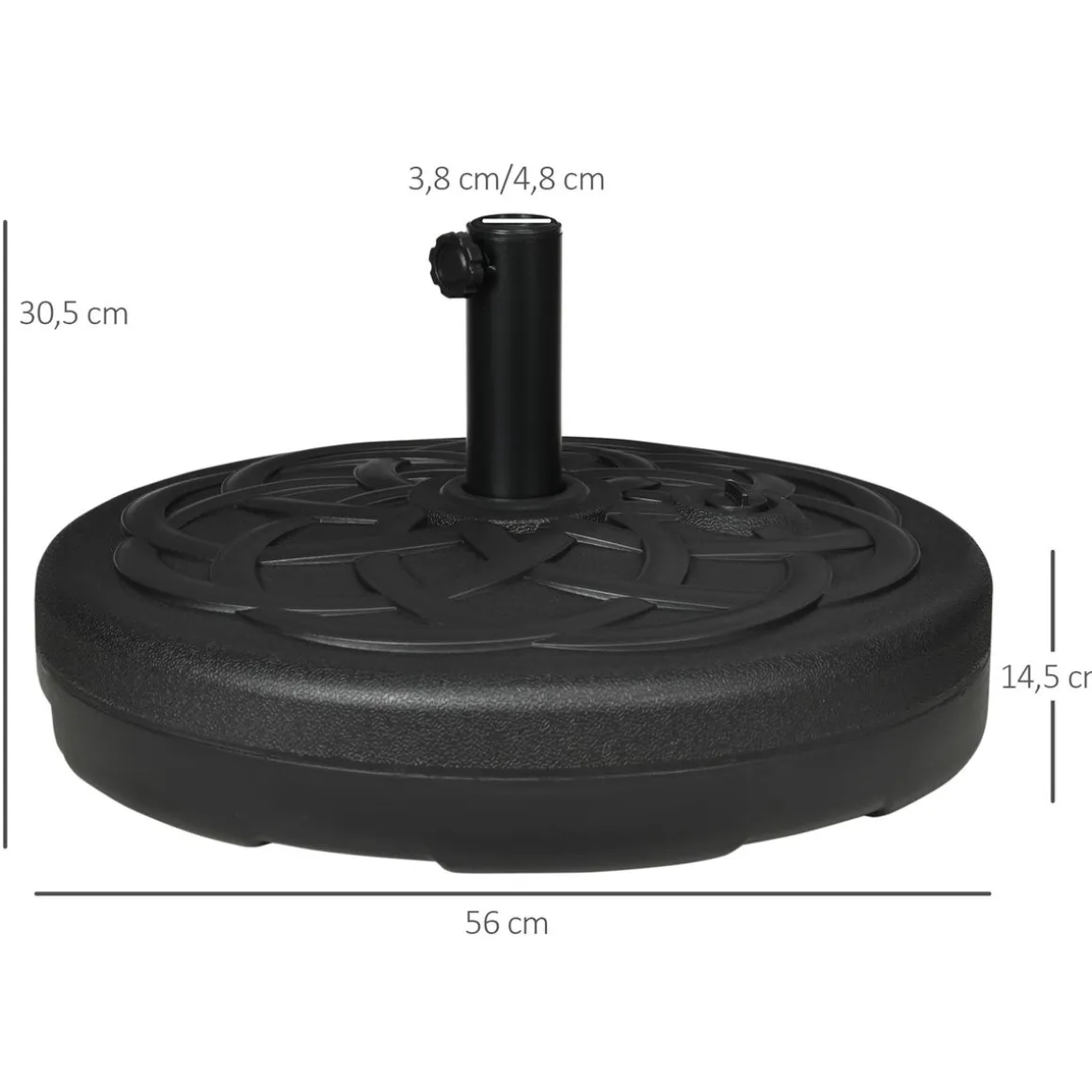 Pie de sombrilla Outsunny rellenable para postes de Ø38/48 mm