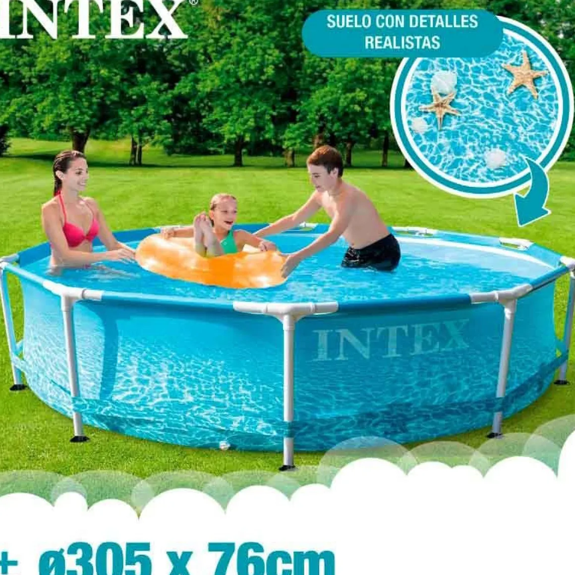 Piscina desmontable circular Beachside Intex 4485L con depuradora 1250L/h +6A azul Ø305x76 cm