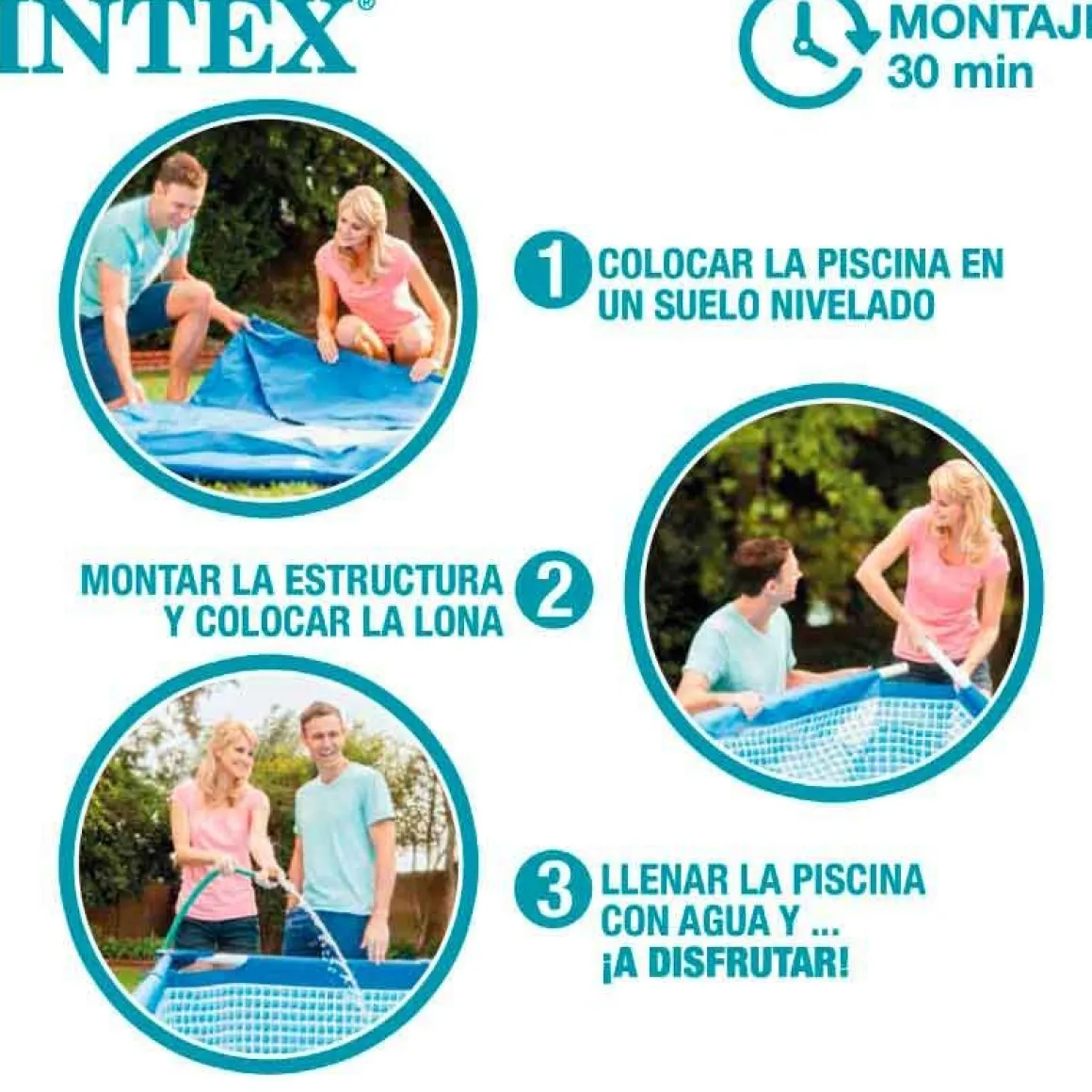 Piscina desmontable circular Beachside Intex 4485L con depuradora 1250L/h +6A azul Ø305x76 cm