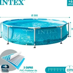 Piscina desmontable circular Beachside Intex 4485L con depuradora 1250L/h +6A azul Ø305x76 cm