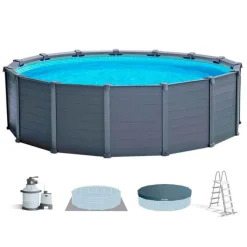 Piscina desmontable Graphite Grey Panel Intex 16805L con depuradora+accesorios gris Ø478x124 cm
