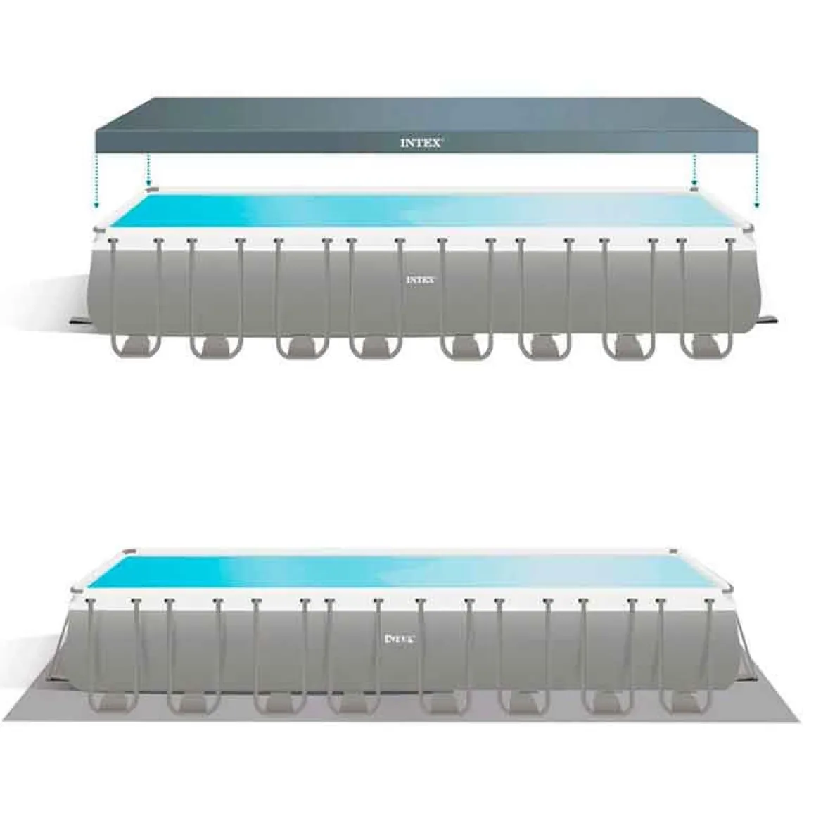 Piscina desmontable rectangular Ultra XTR Frame Intex 54368L con depuradora gris 975x488 cm