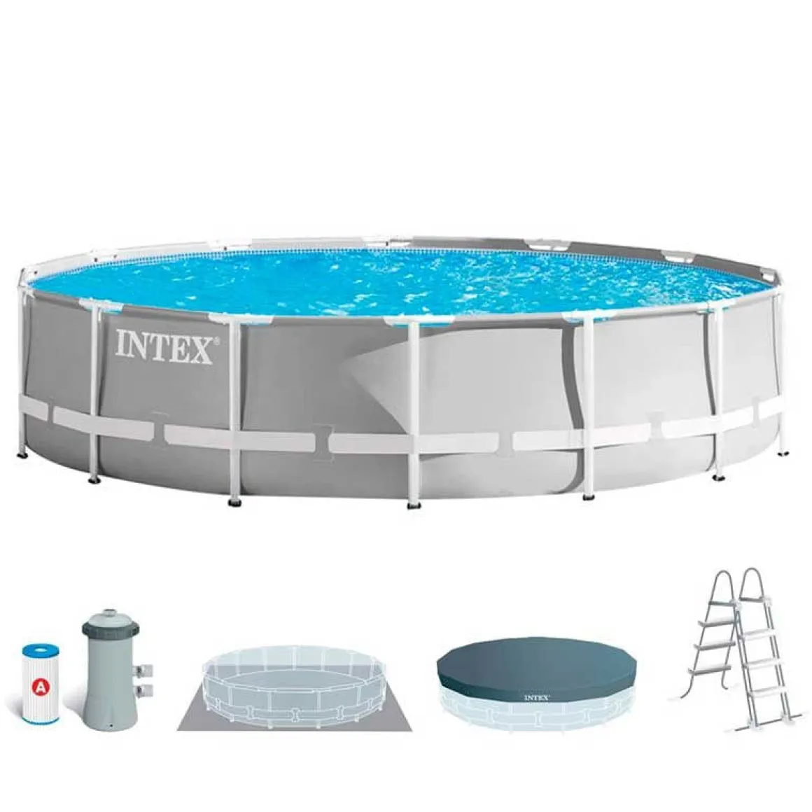Piscina desmontable redonda Prism Frame con depuradora 14614L con accesorios gris Ø457x107 cm