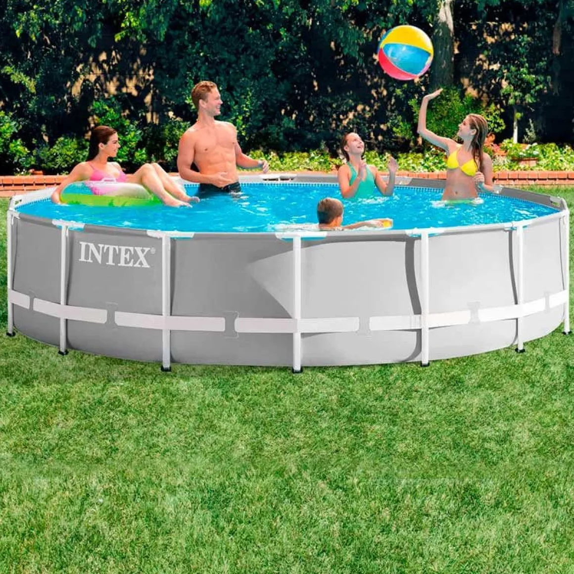 Piscina desmontable redonda Prism Frame con depuradora 14614L con accesorios gris Ø457x107 cm