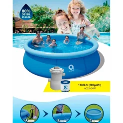 Piscina hinchable Avenli 3.618L forma redonda con depuradora azul 76xØ300 cm