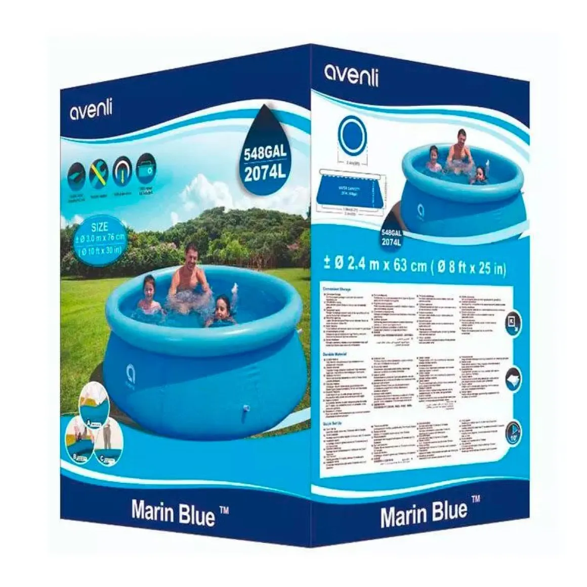 Piscina hinchable Avenli 2074L con depuradora de cartucho redonda azul Ø240x63 cm