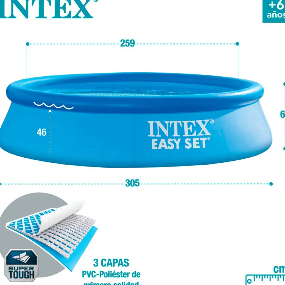 Piscina hinchable Easy Set Intex 3.077L 3 personas azul Ø305x61 cm
