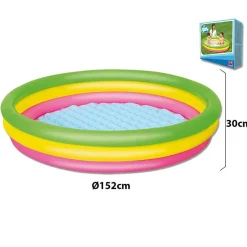 Piscina hinchable infantil 211L +2A tricolor Ø152x30 cm