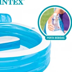 Piscina hinchable Intex con sillón redonda 590L +3A blanco/azul 135x191x229 cm