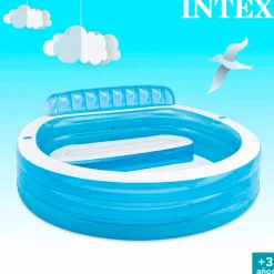 Piscina hinchable Intex con sillón redonda 590L +3A blanco/azul 135x191x229 cm