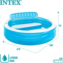 Piscina hinchable Intex con sillón redonda 590L +3A blanco/azul 135x191x229 cm