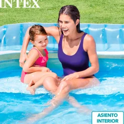 Piscina hinchable Intex con sillón redonda 590L +3A blanco/azul 135x191x229 cm