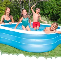 Piscina hinchable Intex ondulada 1250L +6A azul/blanco 229x229x56 cm