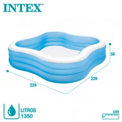 Piscina hinchable Intex ondulada 1250L +6A azul/blanco 229x229x56 cm