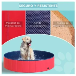 Piscina plegable para perros PawHut PVC antideslizante