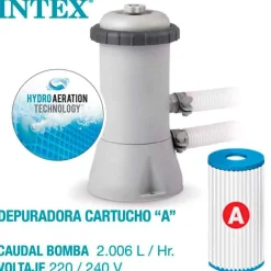 Piscina rectangular desmontable Metal Frame Intex 7127L con depuradora azul 84x450x220 cm