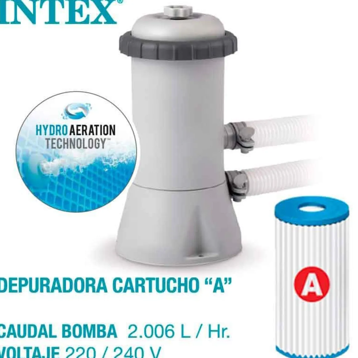 Piscina rectangular desmontable Metal Frame Intex 7127L con depuradora azul 84x450x220 cm