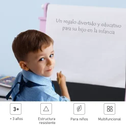 Pizarra infantil Homcom 3 en 1 + cestas rosa 118x58,5x50,5 cm