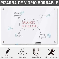 Pizarra magnética Vinsetto con 4 rotuladores+borrador blanco 60x90x0,45 cm