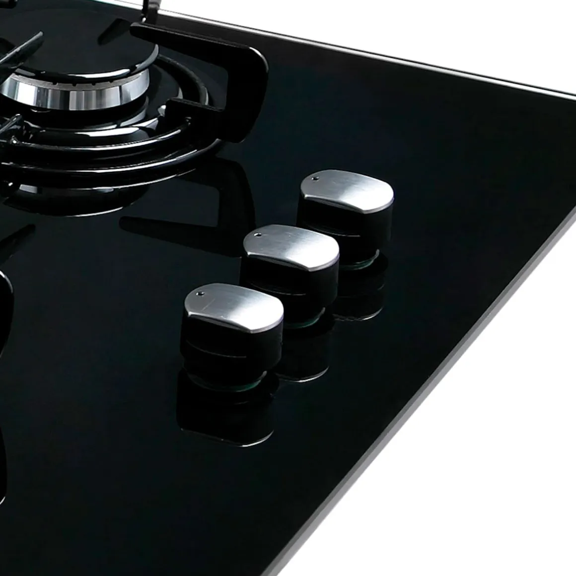 Placa de gas Cata CIB 6021 BK 3 fuegos cristal negro A 59 cm