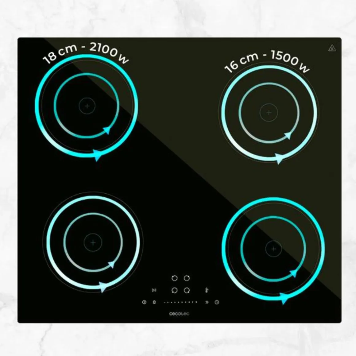Placa de inducción Cecotec Bolero Squad I 4200 7200W 4 fuegos 9 niveles negro