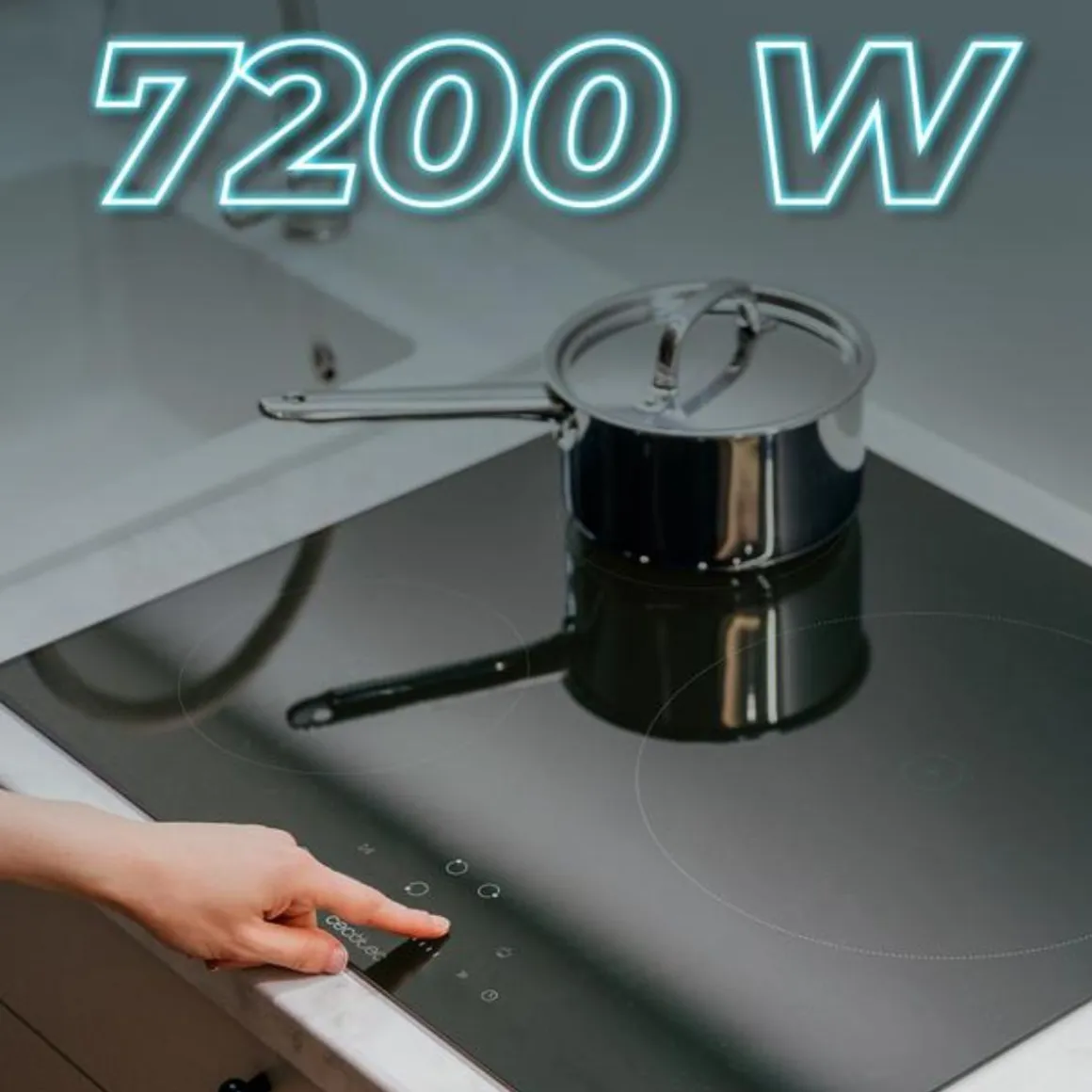 Placa de inducción Cecotec Bolero Squad I 3200 3 fuegos 7200W 9 niveles negro 59 cm