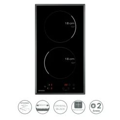 Placa de inducción Infiniton IND-230N 3800 cm 2 zonas 9 niveles control táctil acabado Crystal Black 28,8 cm