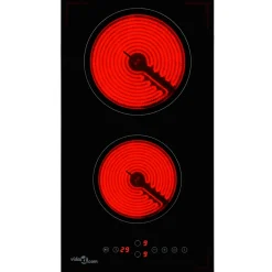 Placa vitrocerámica 2 zonas 3000W táctil negro 28,8 cm