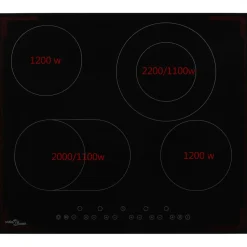 Placa vitrocerámica VidaXL 6600W 4 zonas negro 59 cm