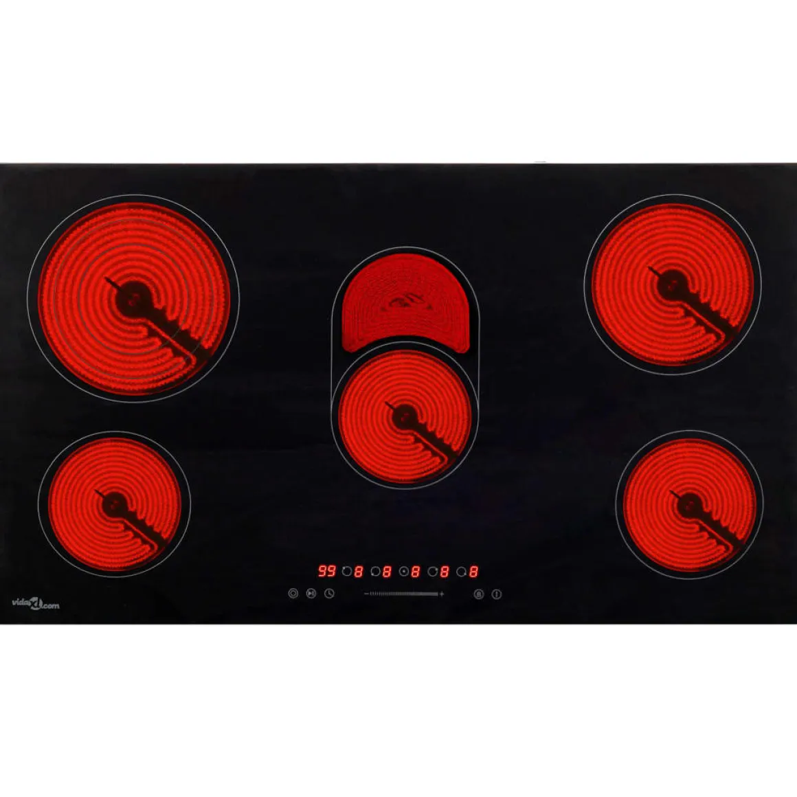 Placa vitrocerámica VidaXL 8500W 5 zonas negro 77 cm