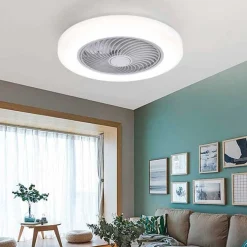 Plafón ventilador Tristán Helios Home 36W luz LED 3 velocidades + control remoto blanco Ø53x22 cm