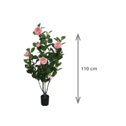 Planta artificial Camelia con macetero verde/rosa 110 cm