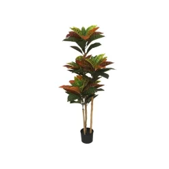 Planta artificial Crotón con macetero verde 120 cm